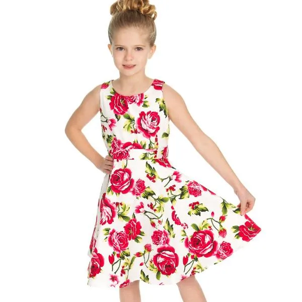 White Rose Floral Party Dress