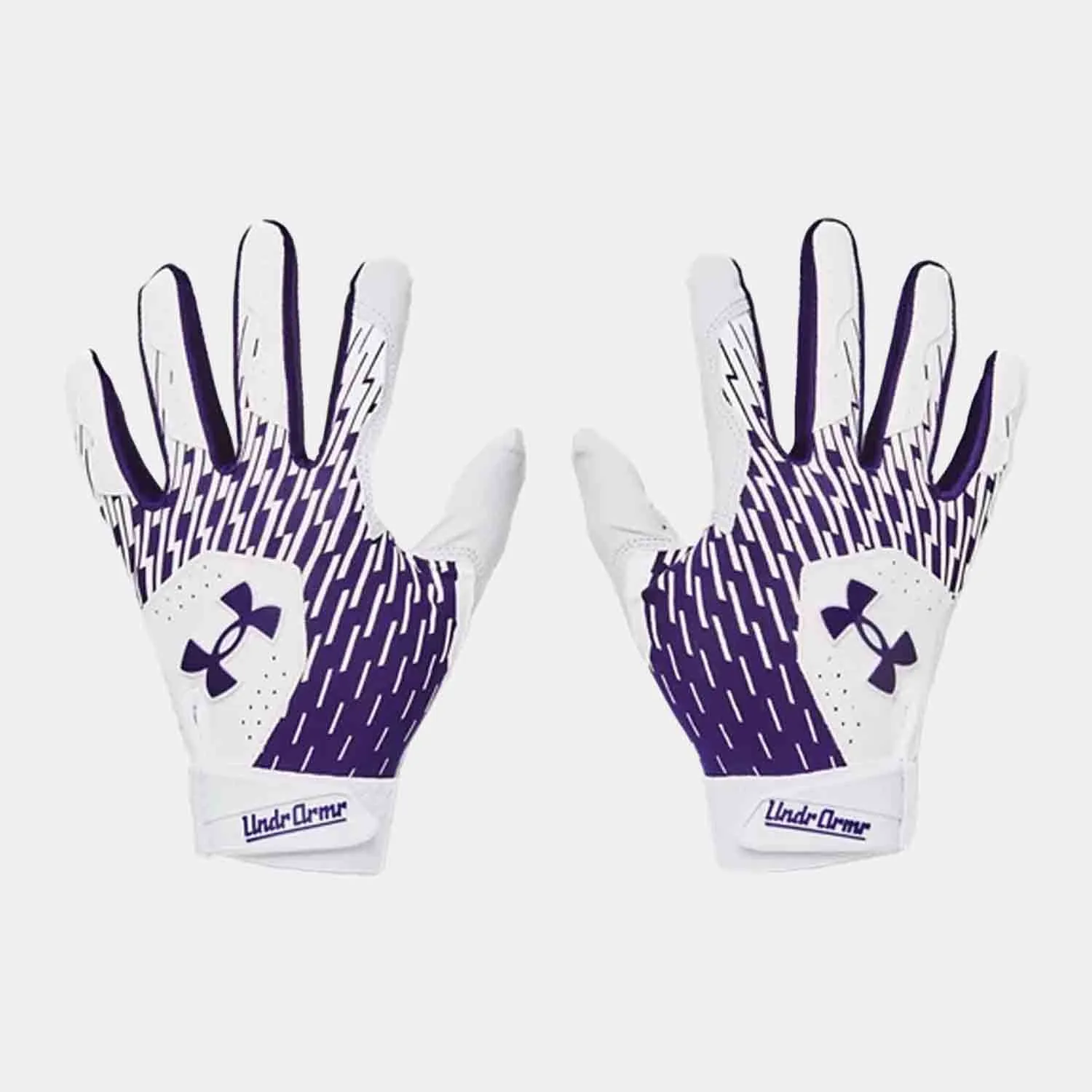 White/Purple Batting Gloves for Kids by UA