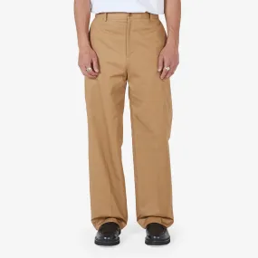 Wide Leg Chino Pant in Cotton Gabardine with Logo in Beige