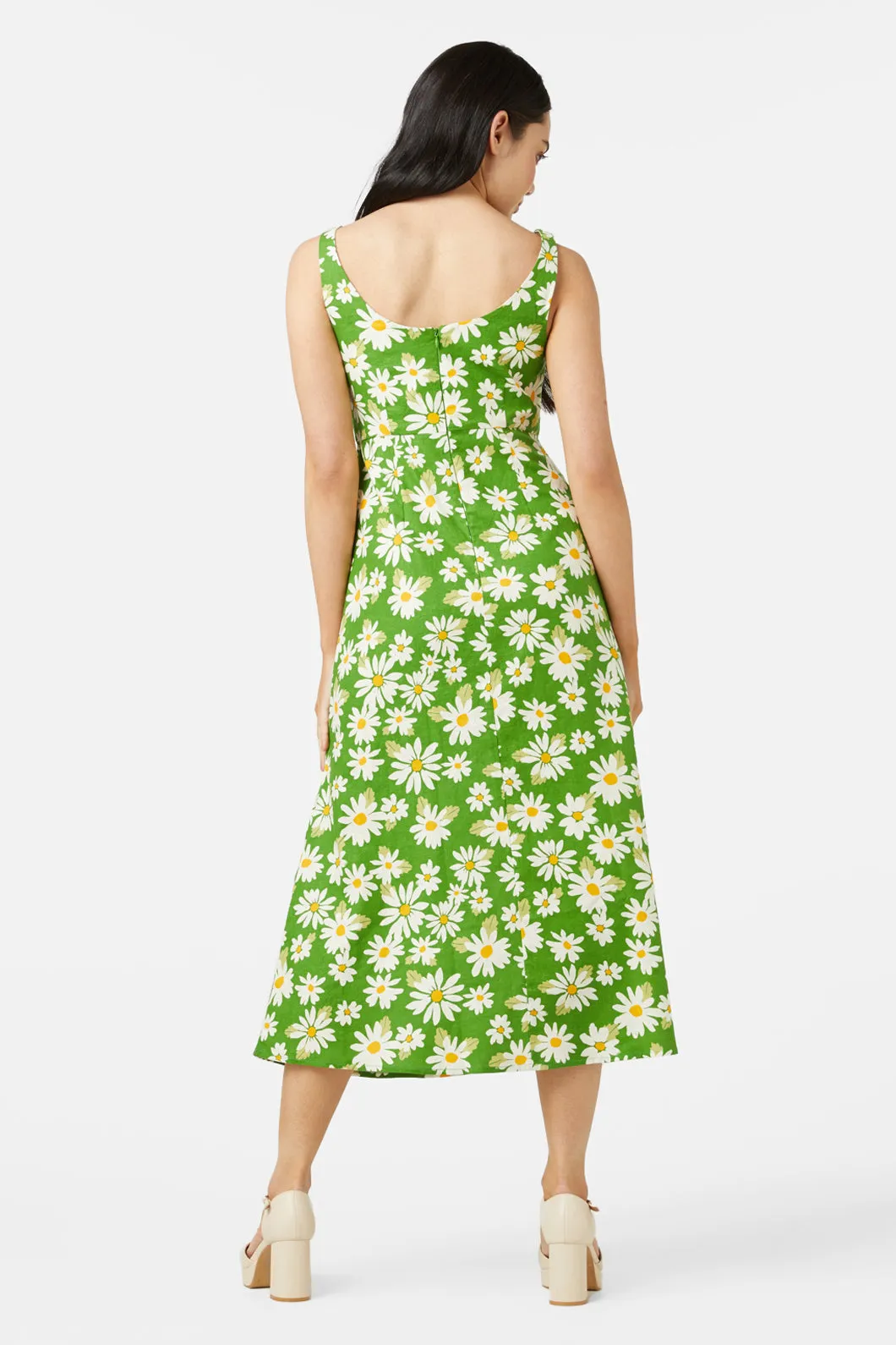 Playful Daisy Print Midi Dress