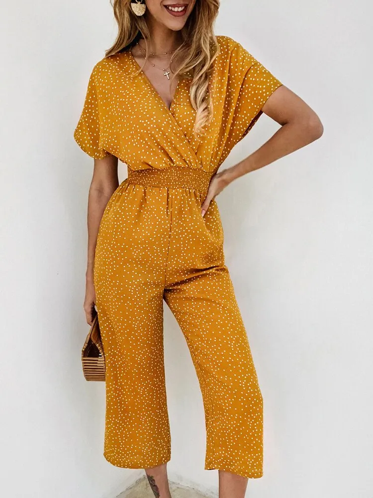 Women's Casual Print V-neck Jumpsuit