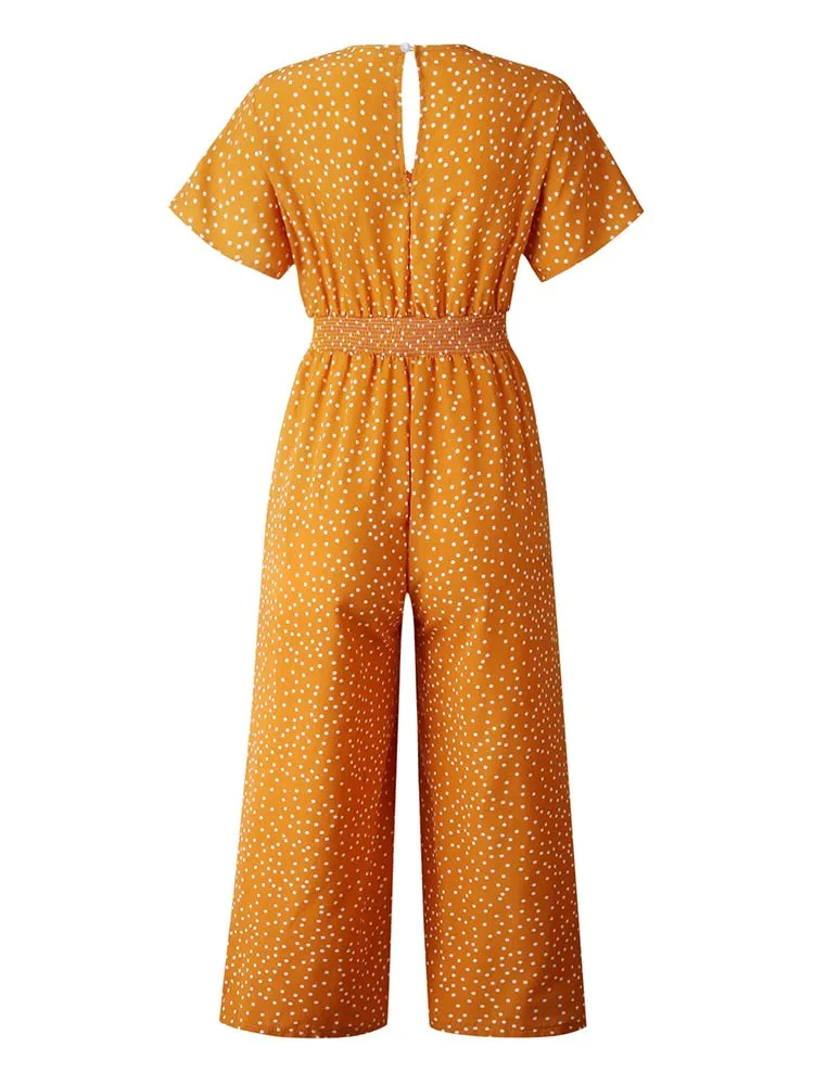 Women's Casual Print V-neck Jumpsuit