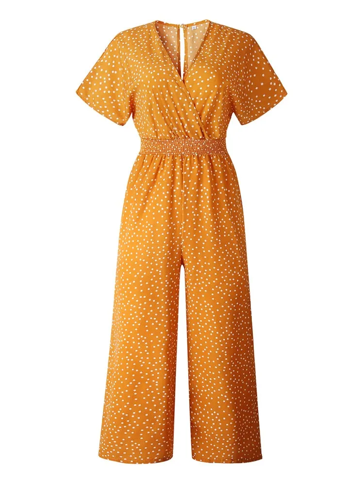 Women's Casual Print V-neck Jumpsuit