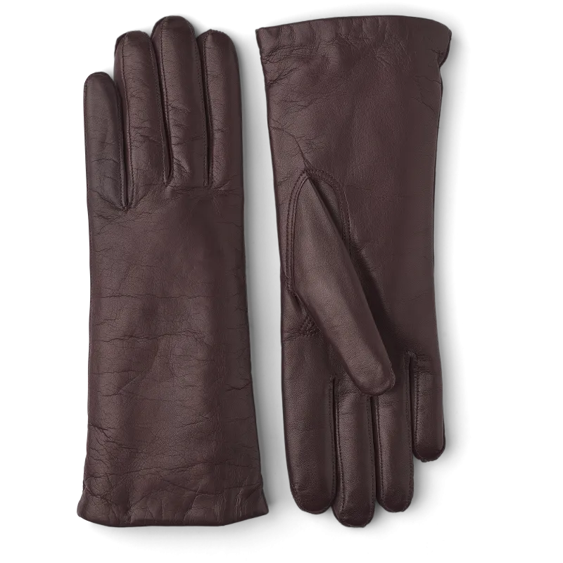 Women's Hestra Burgundy Cashmere Lined Gloves