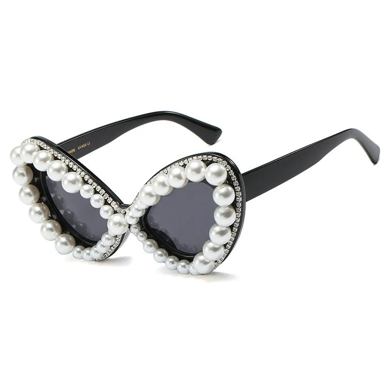 Cat Eye Sunglasses with Rhinestone Details