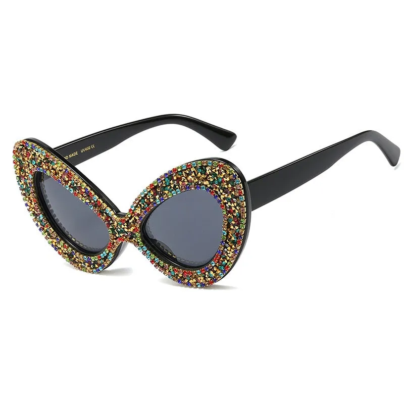 Cat Eye Sunglasses with Rhinestone Details