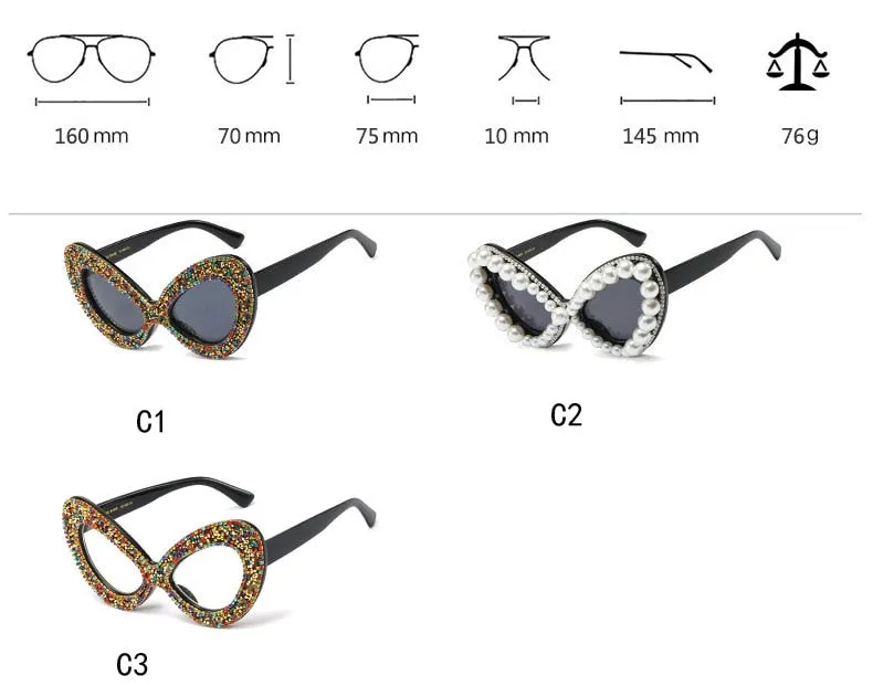 Cat Eye Sunglasses with Rhinestone Details