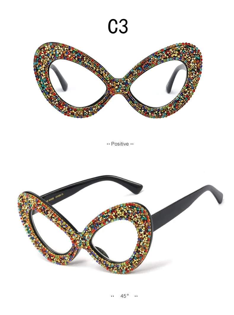 Cat Eye Sunglasses with Rhinestone Details