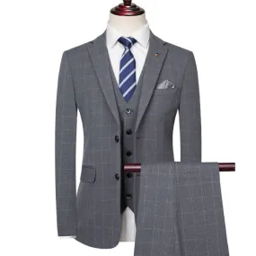 Brand Fashion Slim Fit Business Suit 3-Piece Mens Blazers Set