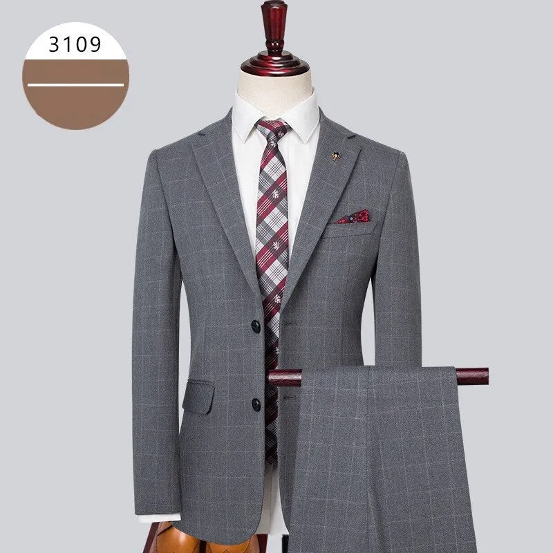 Brand Fashion Slim Fit Business Suit 3-Piece Mens Blazers Set