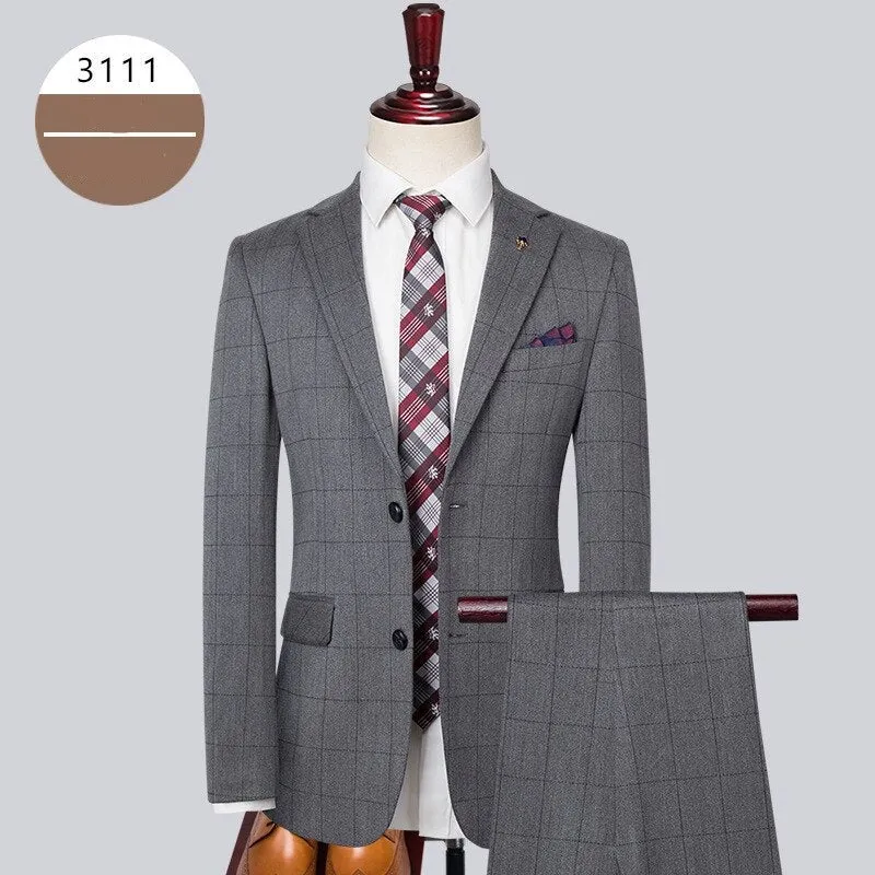 Brand Fashion Slim Fit Business Suit 3-Piece Mens Blazers Set