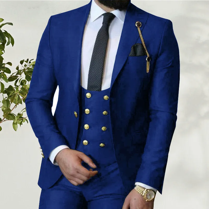 2022 Business Slim Fit Italian Costume Homme Suit in Royal Blue