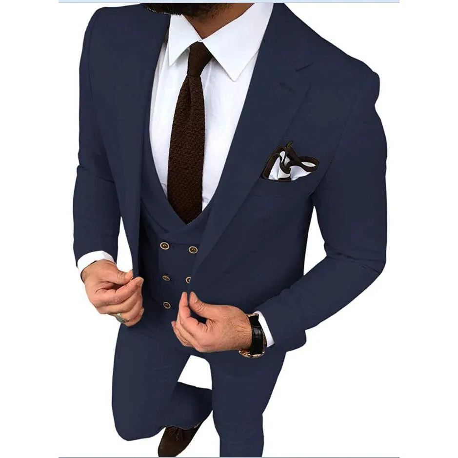 Stripe Men's Blazer Slim Fit Tuxedos Costume Homme Suit