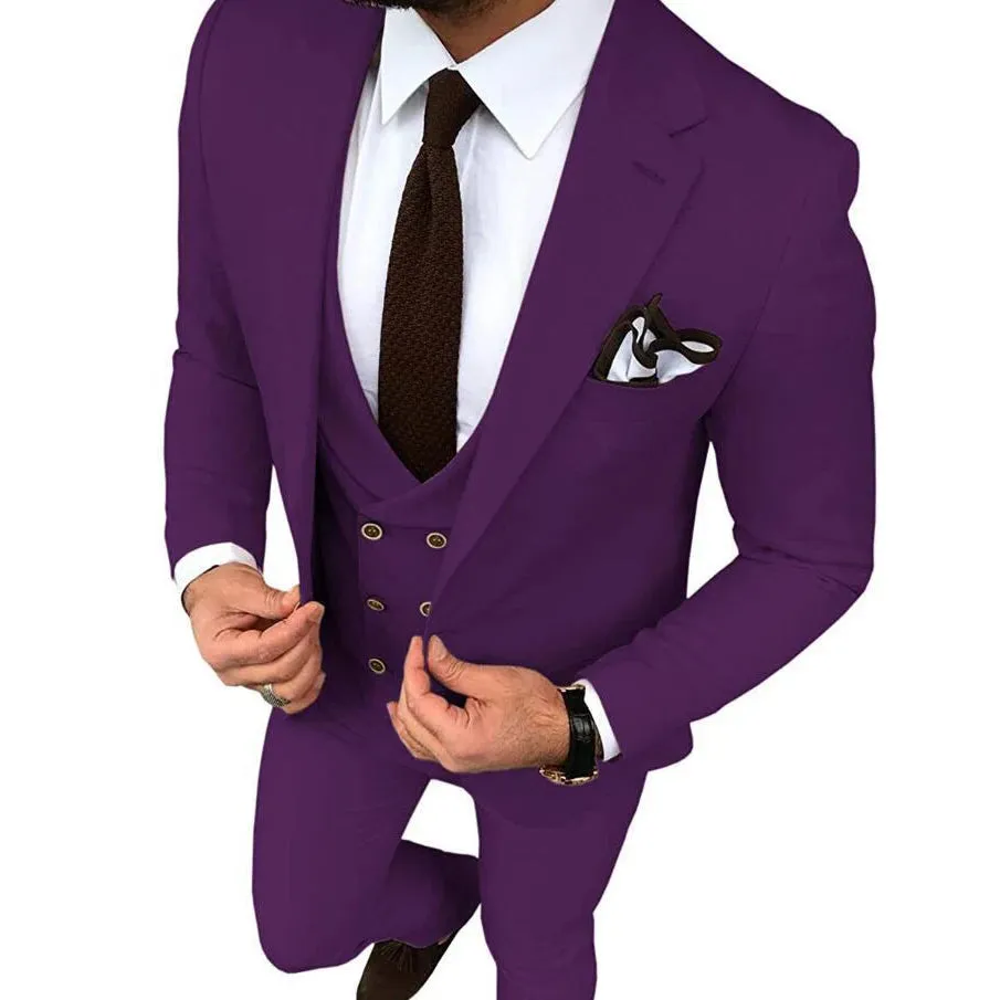 Stripe Men's Blazer Slim Fit Tuxedos Costume Homme Suit