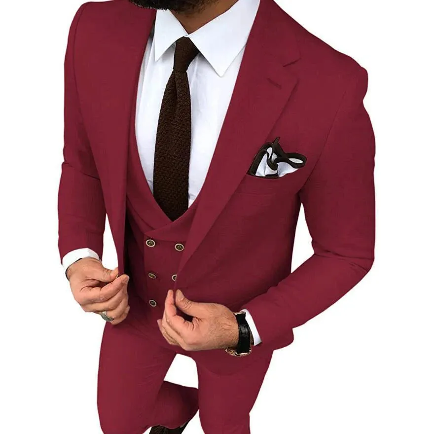 Stripe Men's Blazer Slim Fit Tuxedos Costume Homme Suit