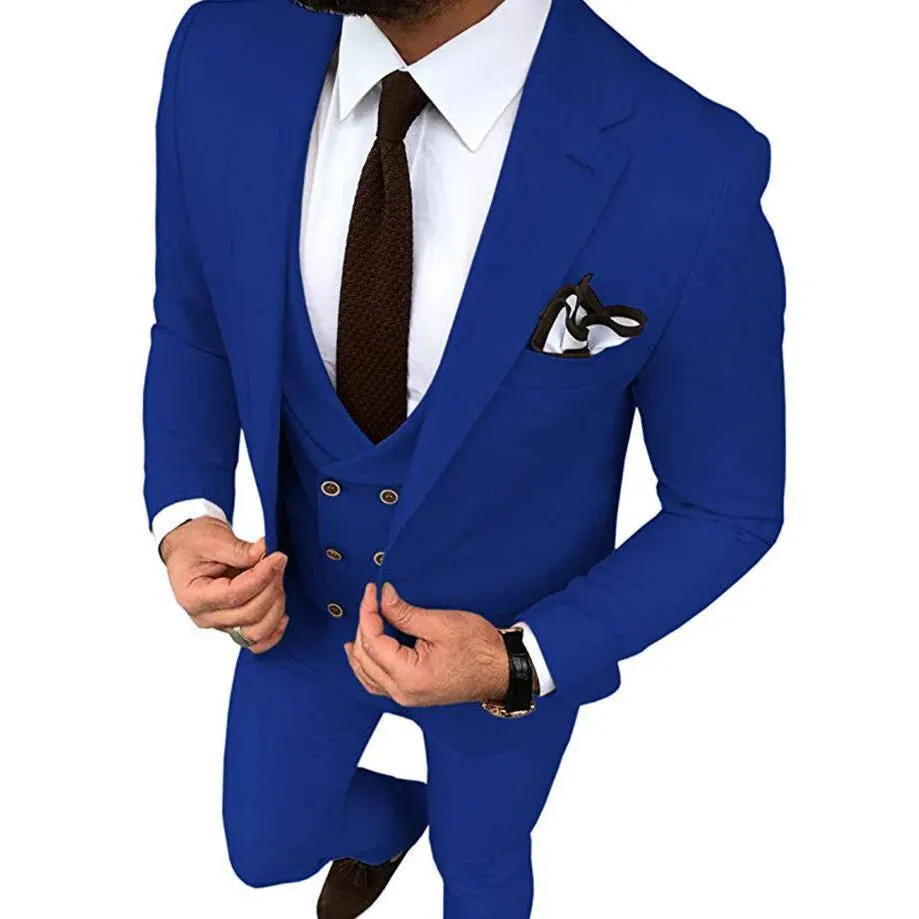 Stripe Men's Blazer Slim Fit Tuxedos Costume Homme Suit