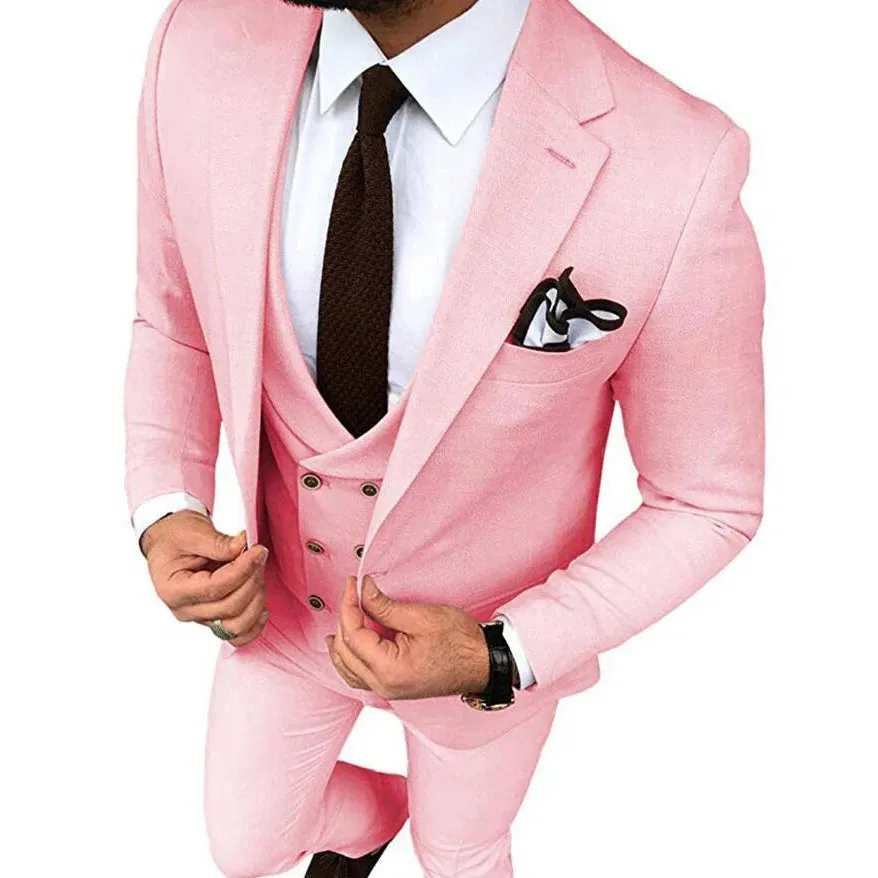 Stripe Men's Blazer Slim Fit Tuxedos Costume Homme Suit