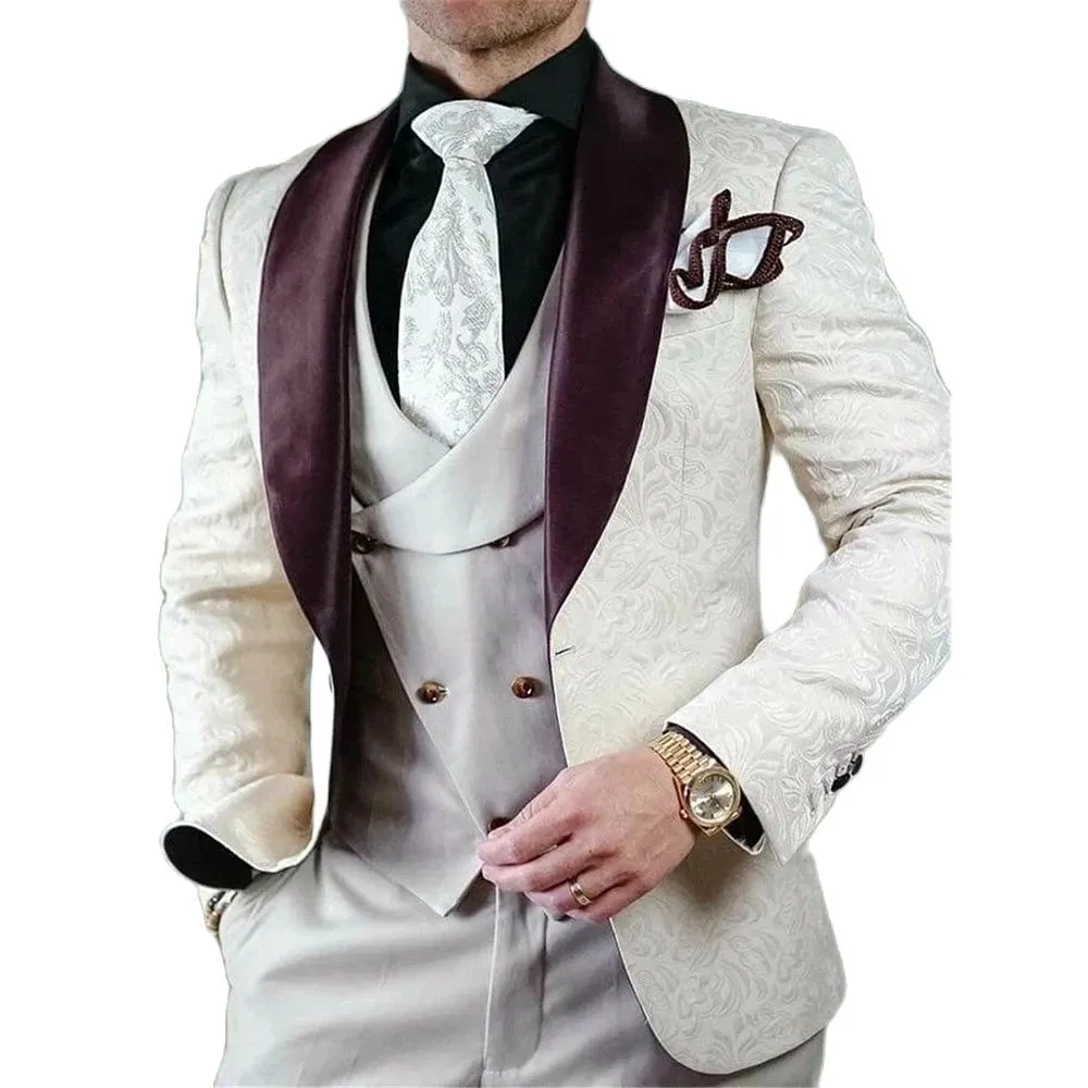 Slim Fit Tweed Business Suit for Best Man at Party