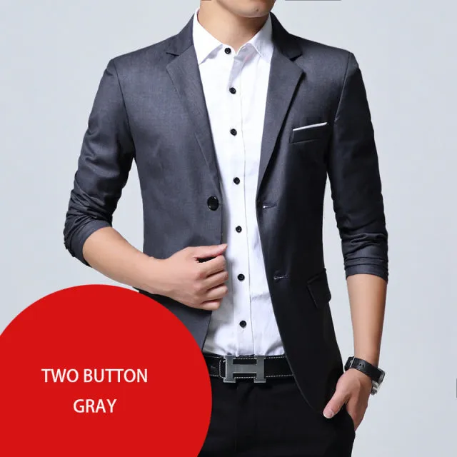 Korean Style Spring Autumn Men's Jacket Suit with One Button