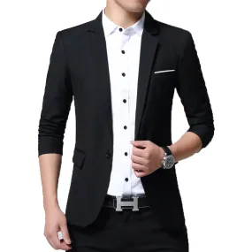 Korean Style Spring Autumn Men's Jacket Suit with One Button