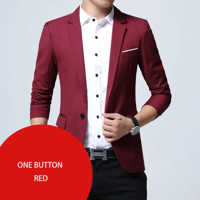 Korean Style Spring Autumn Men's Jacket Suit with One Button