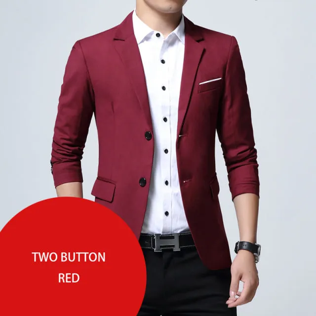 Korean Style Spring Autumn Men's Jacket Suit with One Button