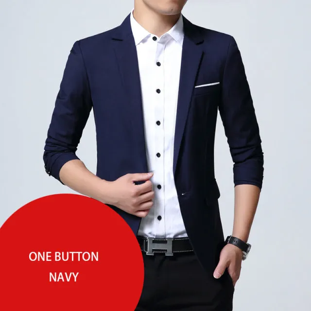 Korean Style Spring Autumn Men's Jacket Suit with One Button