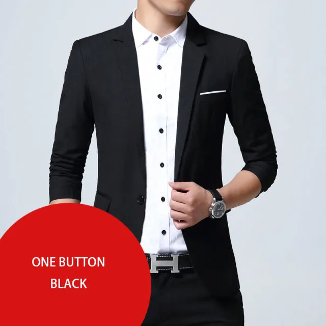 Korean Style Spring Autumn Men's Jacket Suit with One Button